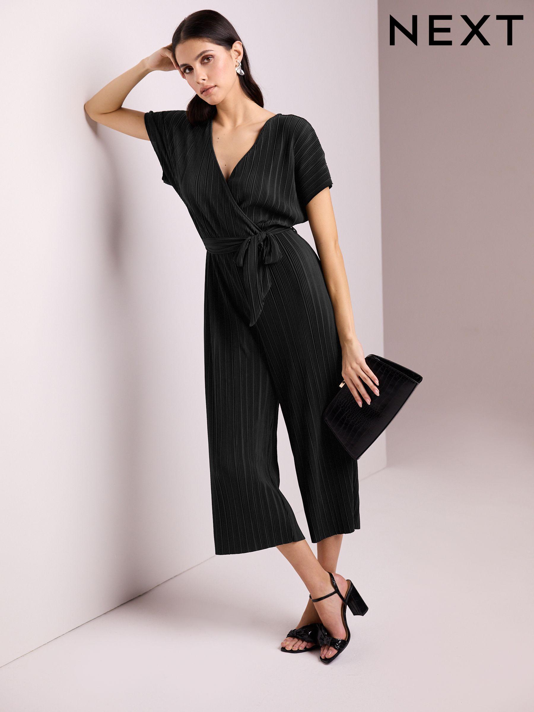 Petite black culotte jumpsuit sales