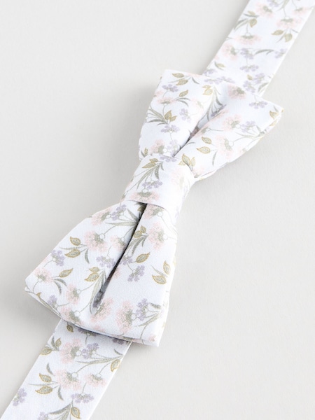 Белые с цветочным узором - Floral Bow 100% Cotton Tie (1-16yrs) (Q71515) | €7