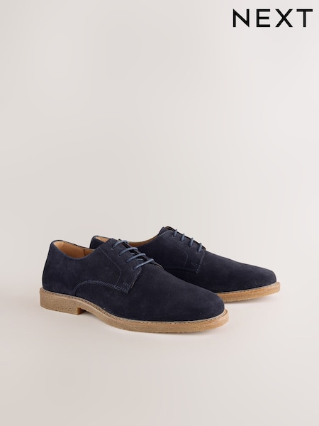 Navy - Regular Suede Derby Shoes