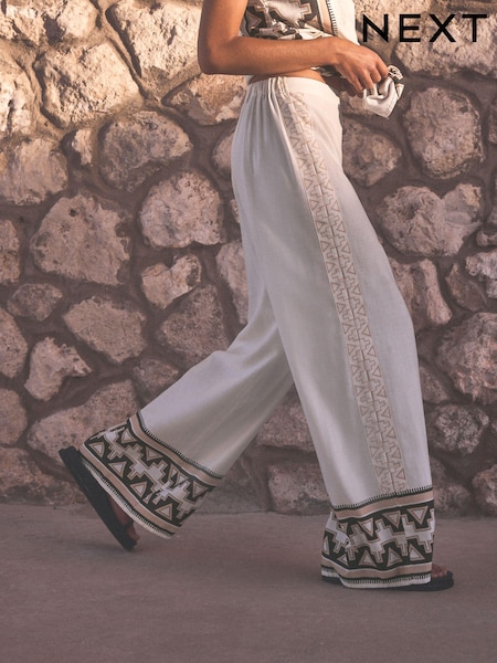 Schwarz/Weiß - Wide Leg Trousers (Q71612) | 28 €