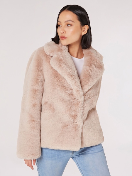Apricot Natural Short Opulent Faux Fur Coat (Q71795) | €87