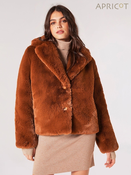Apricot Orange Short Opulent Faux Fur Coat (Q71814) | €34