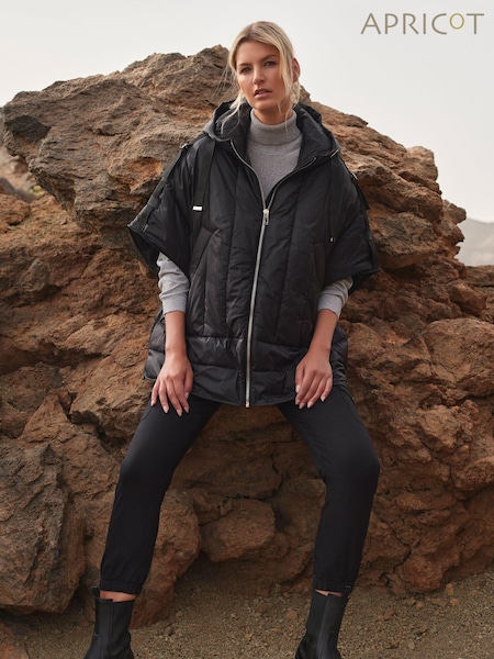 Apricot Black Light Weight Oversized Hooded Jacket (Q71831) | €21.50