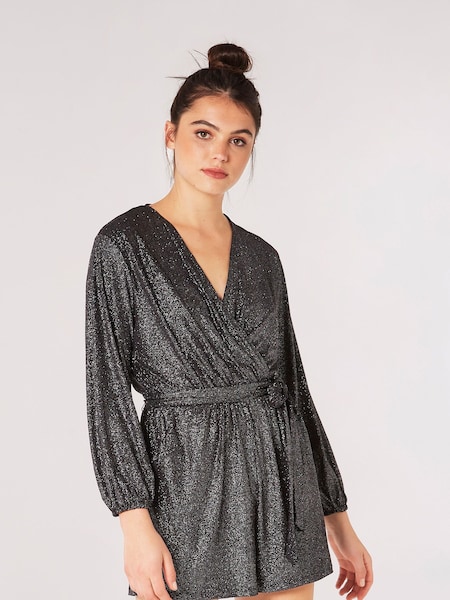 Apricot Black Glitter Wrap Playsuit (Q71841) | €21.50