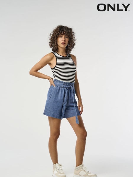ONLY Blue Denim Tie Waist Shorts (Q72155) | €14