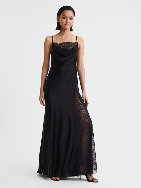 Anna Quan Satin Lace Cowl Neck Maxi Dress (Q72180) | 5,400 LEI