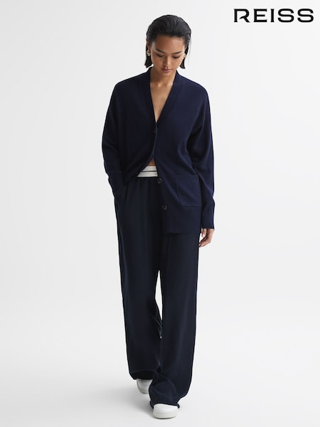 Reiss Navy Abigail Petite Wide Leg Elasticated Trousers (Q72181) | €95