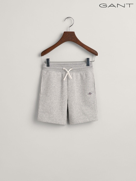 Gri - Pantaloni scurți de trening cu logo scut pentru copii Gant (Q72295) | 188 LEI