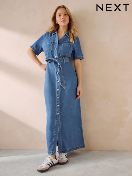 Mid Blue Fuller Bust Button Through Denim Summer Dress (Q72296) | €27