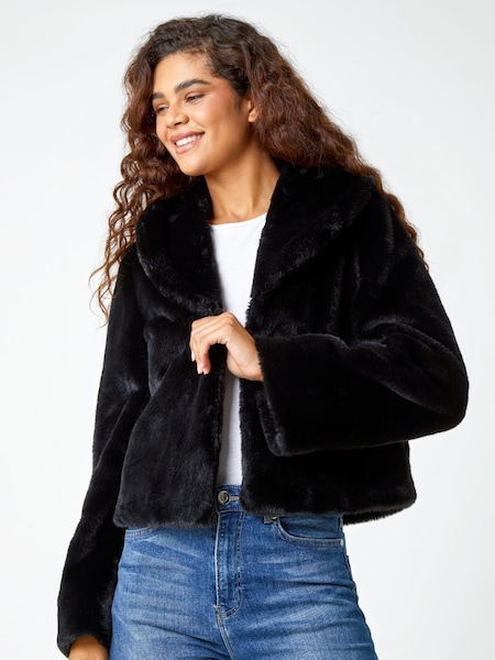Roman Black Faux Fur Shawl Collar Coat (Q72320) | €41.50