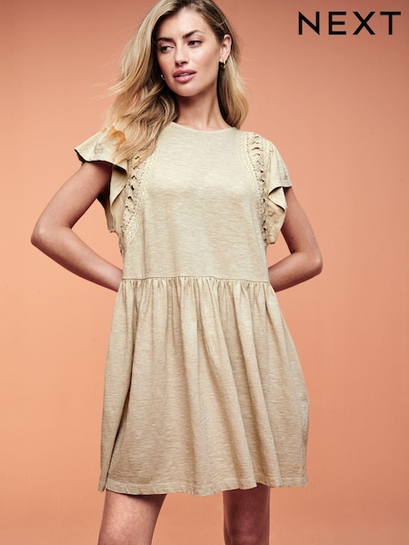 Cream - Rochie mini cu tiv Croșetat Mânecă scurtă (Q72457) | 144 LEI