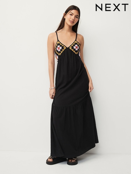 Black/Yellow Crochet Detail Maxi Dress (Q72497) | €14