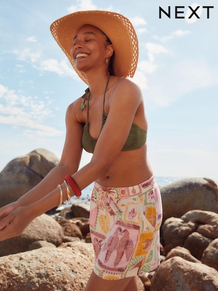Ecru Postcard Print Elasticated Waist Jersey Shorts (Q72562) | €4