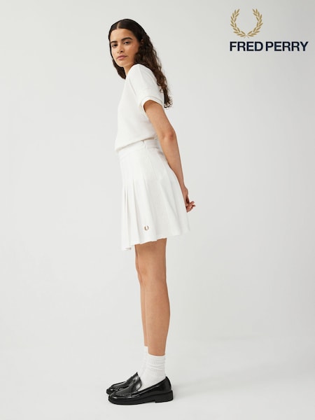 Fred Perry Womens Lace Tape Pleated White Skirt (Q72593) | €72