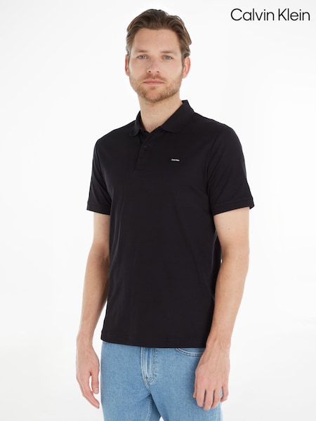Calvin Klein Black Slim Essential Smooth Cotton 100% Cotton Polo Shirt (Q72621) | €73