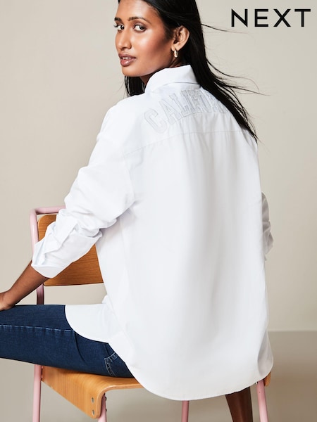 Aufgestickter California-Schriftzug, Weiß - Oversized Shirt (Q72637) | 12 €