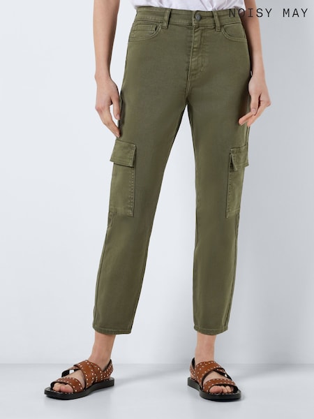 NOISY MAY Natural High Waisted Cargo Straight Leg Jeans (Q72727) | €25