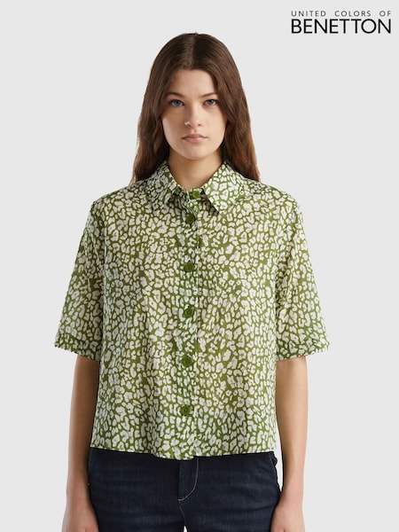Benetton Green Floral Cotton Shirt (Q72829) | €12