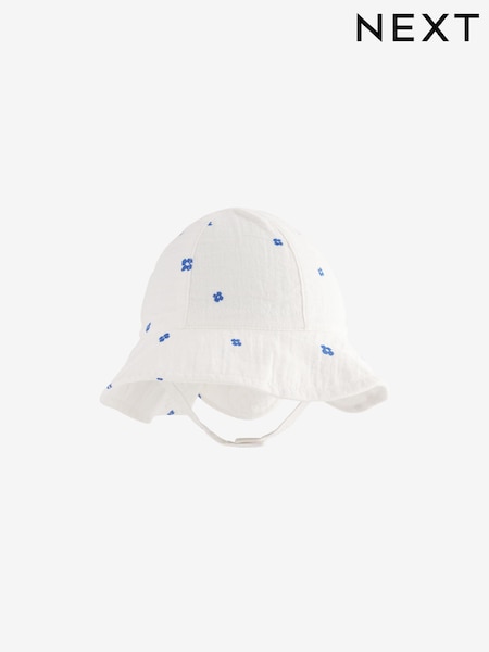 Blau mit Streublumen - Baby Wide Brim Bucket Hat (0mths-2yrs) (Q72930) | 6 €