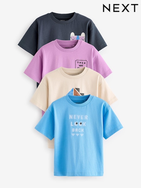 Blue/Pink 100% Cotton Short Sleeve T-Shirts 4 Pack (3mths-7yrs) (Q72938) | €12.50 - €13.50