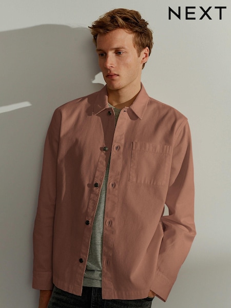 Brown Twill Single Pocket Shacket Overshirt (Q72978) | €25