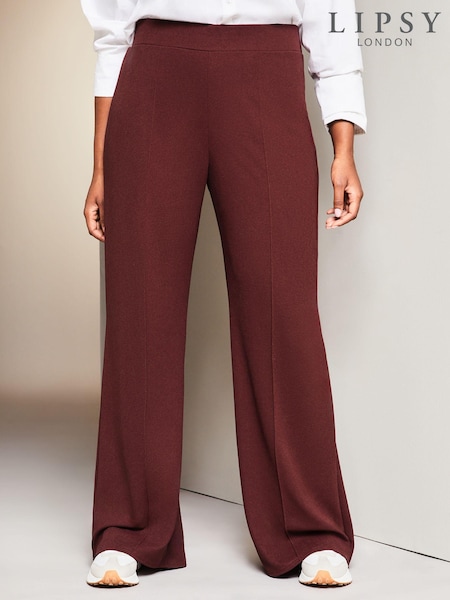 Lipsy Berry Red Curve High Waist Wide Leg Tailored Trousers (Q72996) | €22.50