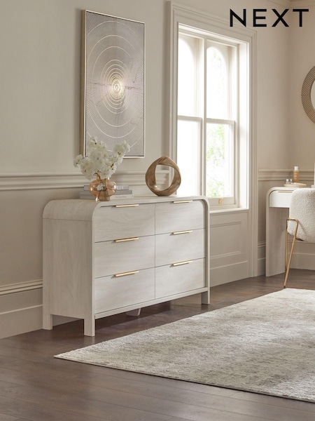 Light Natural Mia Oak Effect 6 Drawer Wide Chest of Drawers (Q73002) | €610