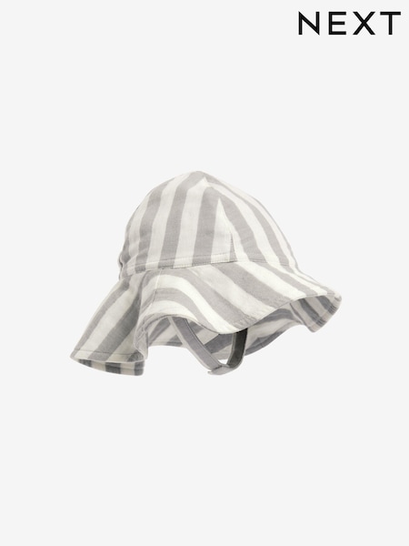 Grey Wide Brim Stripe Baby Hat (Q73008) | AED19