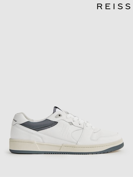 Reiss White Astor Leather Lace-Up Trainers (Q73023) | AED1,210