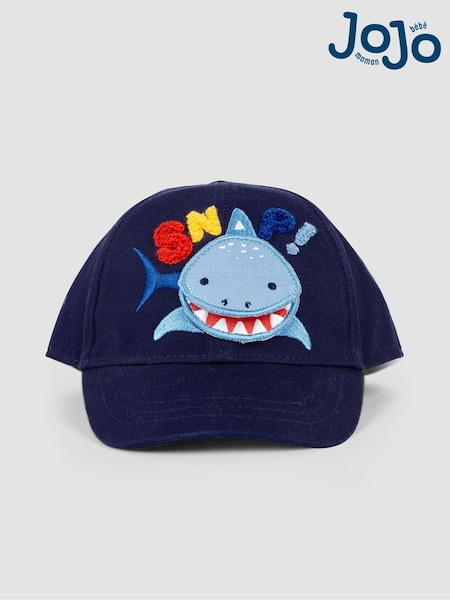 JoJo Maman Bébé Navy Shark Appliqué Cap (Q73089) | €25