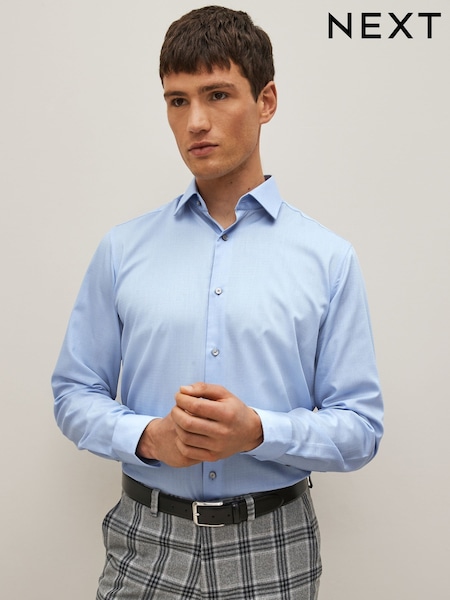 Blue Regular Fit Easy Care Textured Single Cuff Smart Shirt (Q73093) | €28