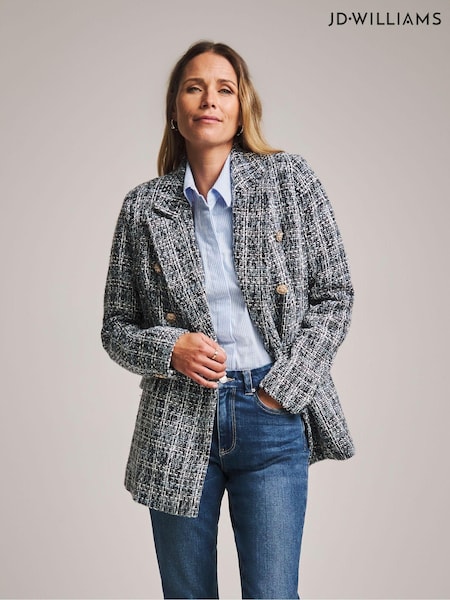 JD Williams Anthology Premium Check Boucle Military Blazer (Q73183) | 268 LEI