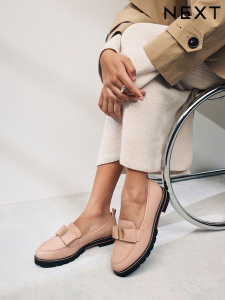 Nude Forever Comfort® Leather Chunky Bow Loafers (Q73191) | €28