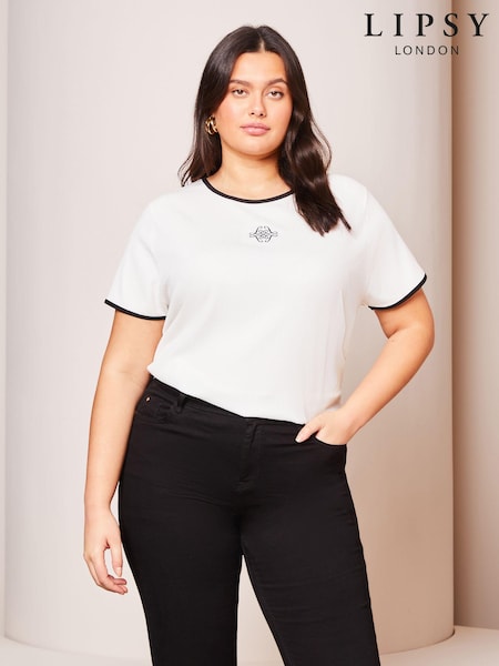 Lipsy White Curve Logo T-Shirt (Q73221) | €7