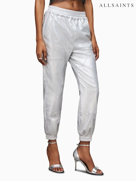 AllSaints Silver Yara Coated Joggers (Q73451) | €83