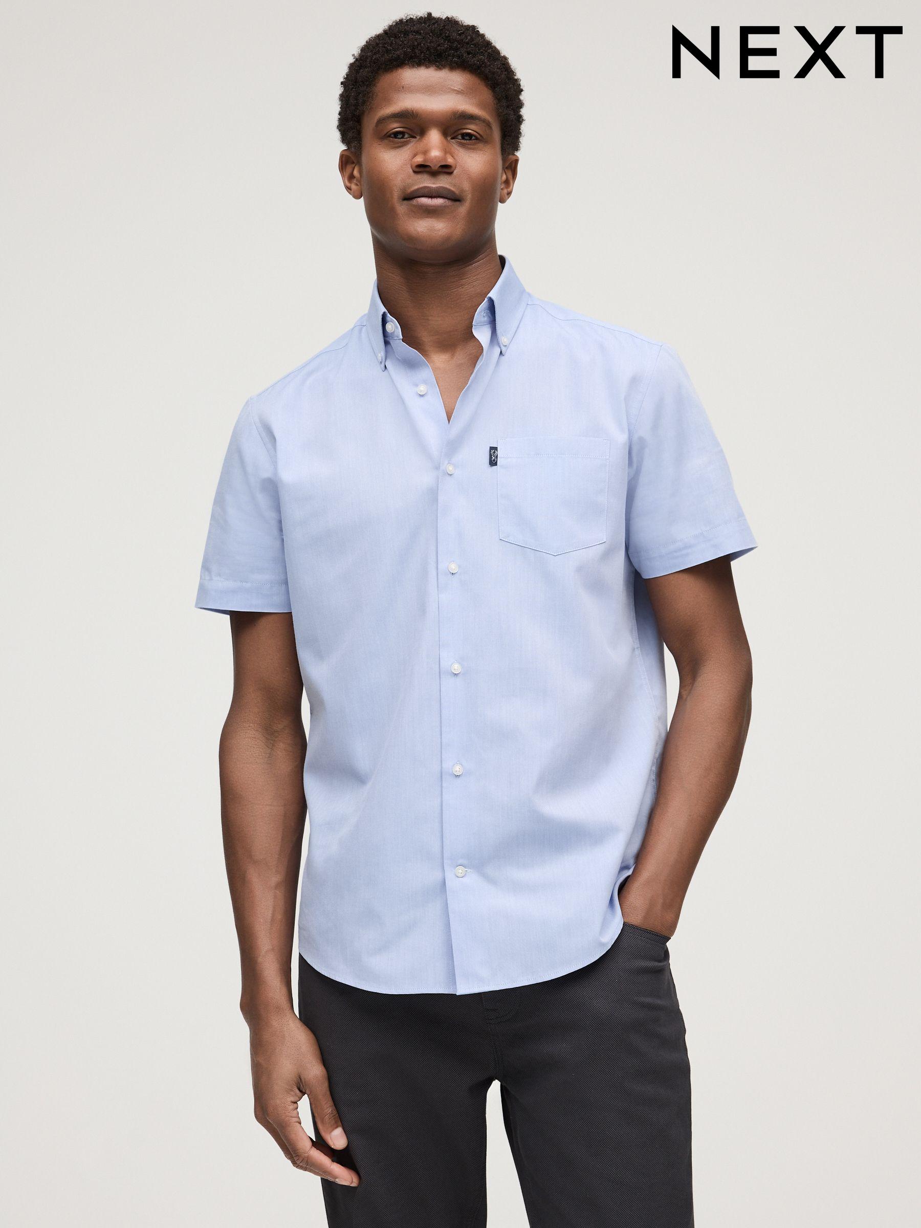 Light blue men's short sleeve dress shirt clearance