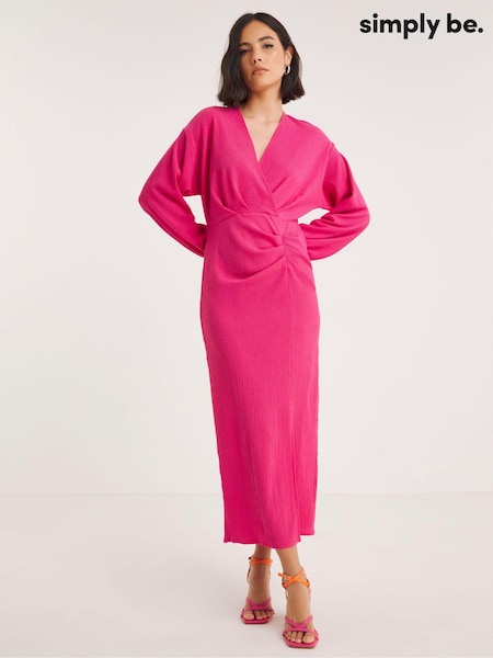 Simply Be Pink Ruched Tree Bark Midi Dress (Q73473) | €24