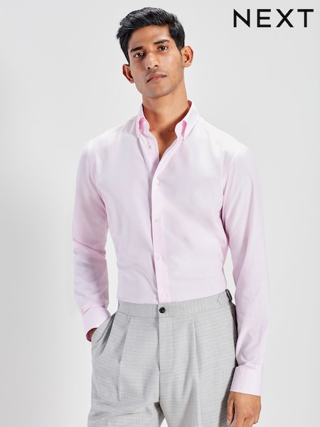 Light Pink Slim Fit Easy Care Oxford Shirt (Q73596) | €4