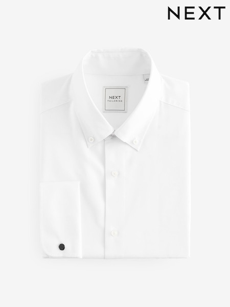 White Slim Fit Easy Care Oxford Double Cuff Shirt With Button Down Collar (Q73598) | €8