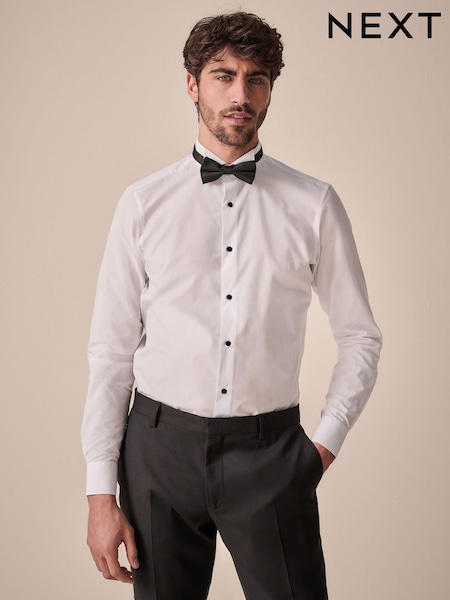 White/Black Skinny Fit Single Cuff Shirt And Bow Tie Pack (Q73600) | €41