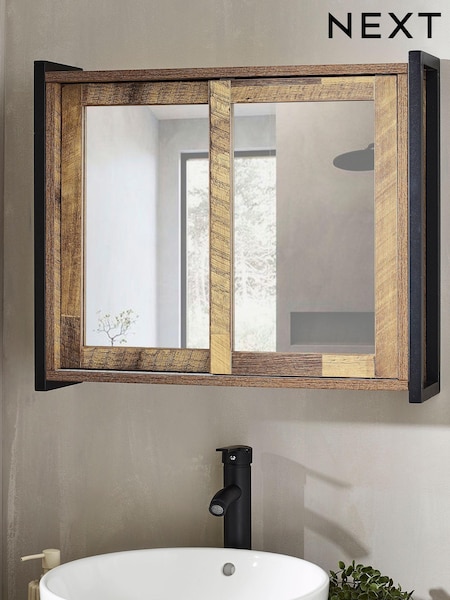 Natural Bronx Sliding Door Double Mirror Cabinet (Q73704) | BGN 322