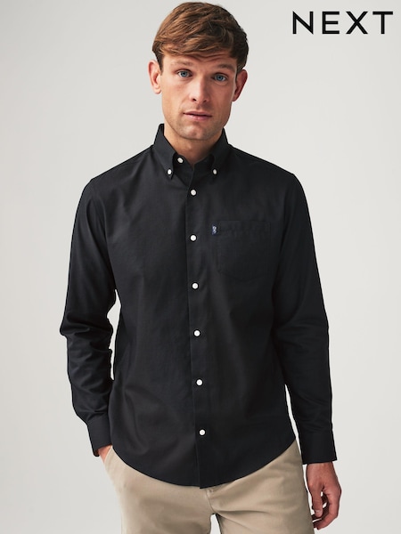 Black Regular Fit Button Down Easy Iron Oxford Shirt (Q73749) | kr390