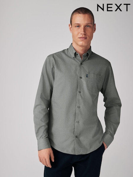 Grey Marl Regular Fit Button Down Easy Iron Oxford Shirt (Q73751) | 119 QAR