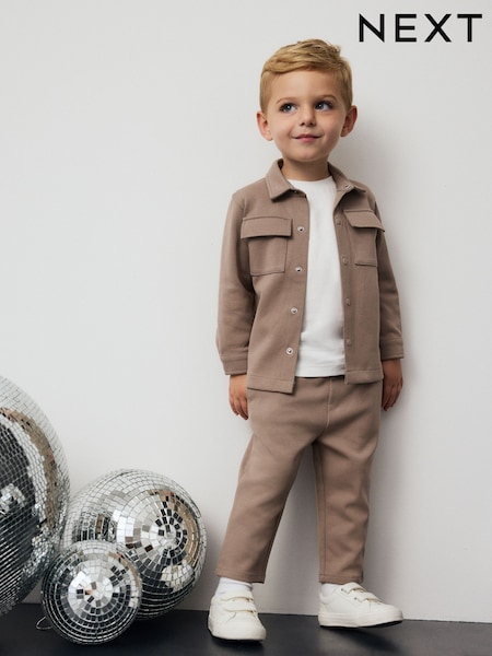 Hellbraun - 100% Cotton Jersey Shirt and Joggers Set 3 Piece (3mths-7yrs) (Q73779) | 24 € - 28 €