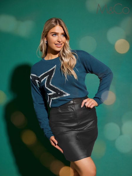 M&Co Large Teal Star Jumper (Q73788) | 10 €