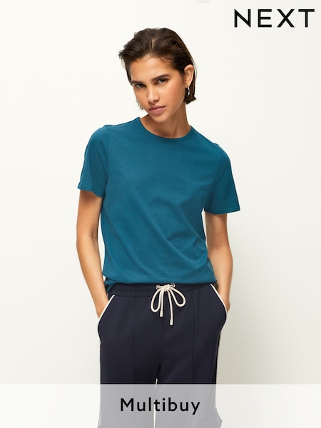 Teal Blue The Everyday Crew Neck Cotton Rich Short Sleeve T-Shirt (Q73855) | R$ 45