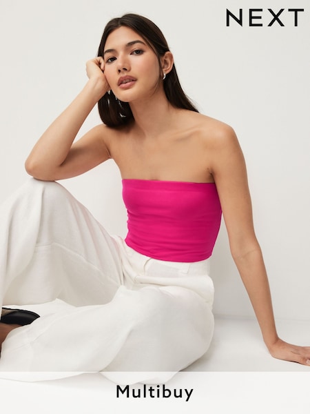 Vaaleanpunainen - Lyhyempi Lahkeen pituus Cotton Rich Bandeau Boobtube Top (Q73862) | €10