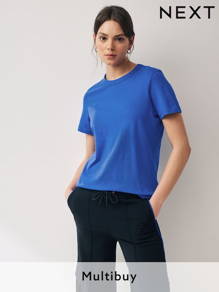 Azul cobalto - Essential Pure Cotton Short Sleeve Crew Neck T-Shirt (Q73872) | R$ 50