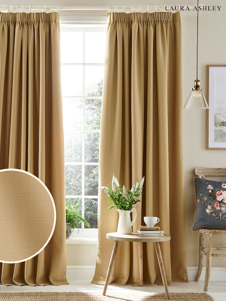 Laura Ashley Pale Gold Stephanie Blackout Lined Pencil Pleat Blackout Pencil Pleat Curtains (Q73920) | €69 - €231