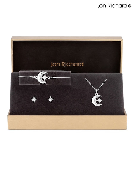 Jon Richard Silver Moon And Crystal Trio Set - Gift Boxed (Q74007) | €36